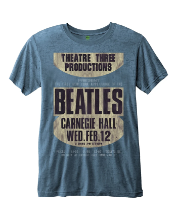 THE BEATLES - T-Shirt BurnOut Col - Carnegie Hall - Blue - Men (XXL)