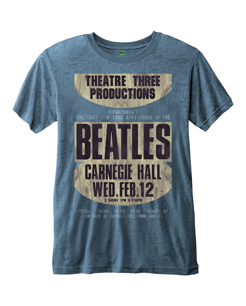 THE BEATLES - T-Shirt BurnOut Col - Carnegie Hall - Blue - Men (XXL)