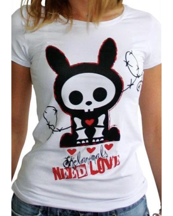 SKELANIMALS - T-Shirt JACK NEED LOVE Femme White Basic (XL)