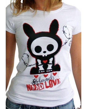SKELANIMALS - T-Shirt JACK NEED LOVE Femme White Basic (XL)
