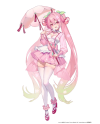 Illustration officielle Hatsune Miku Sakura Dress Version Vocaloid avec ombrelle rose