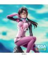 Figurine Mari Makinami Evangelion SEGA avec plugsuit rose et socle rocheux en vue zoomé