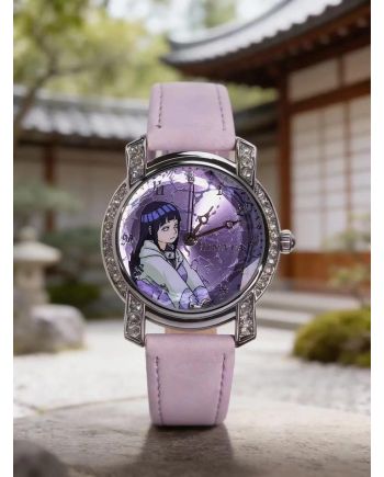 Montre Hinata Hyuga Naruto Shippuden bracelet rose cadran violet