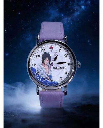 Montre Sasuke Uchiha Naruto Shippuden bracelet violet fond galaxie