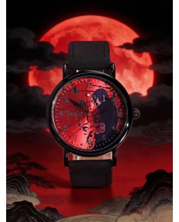 Montre Itachi Uchiha Naruto Shippuden cadran rouge et noir
