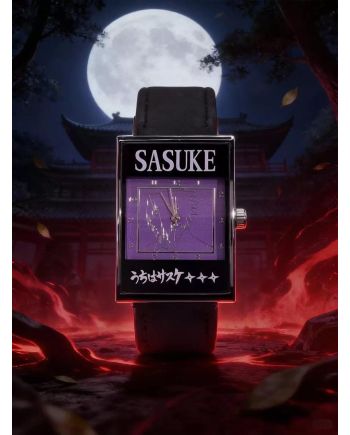 Montre Sasuke Uchiha Naruto Shippuden format rectangulaire noir et violet