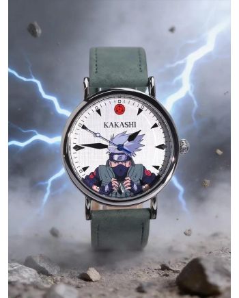 Montre Kakashi Hatake Naruto Shippuden bracelet vert cadran blanc