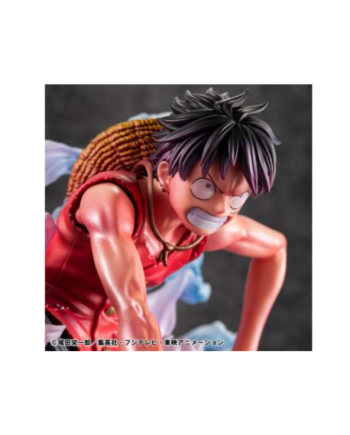 Détail visage Luffy Gear 2 statuette One Piece Portrait Of Pirates Megahouse