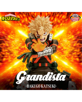 Figurine Katsuki Bakugo Grandista My Hero Academia Banpresto avec fond explosion