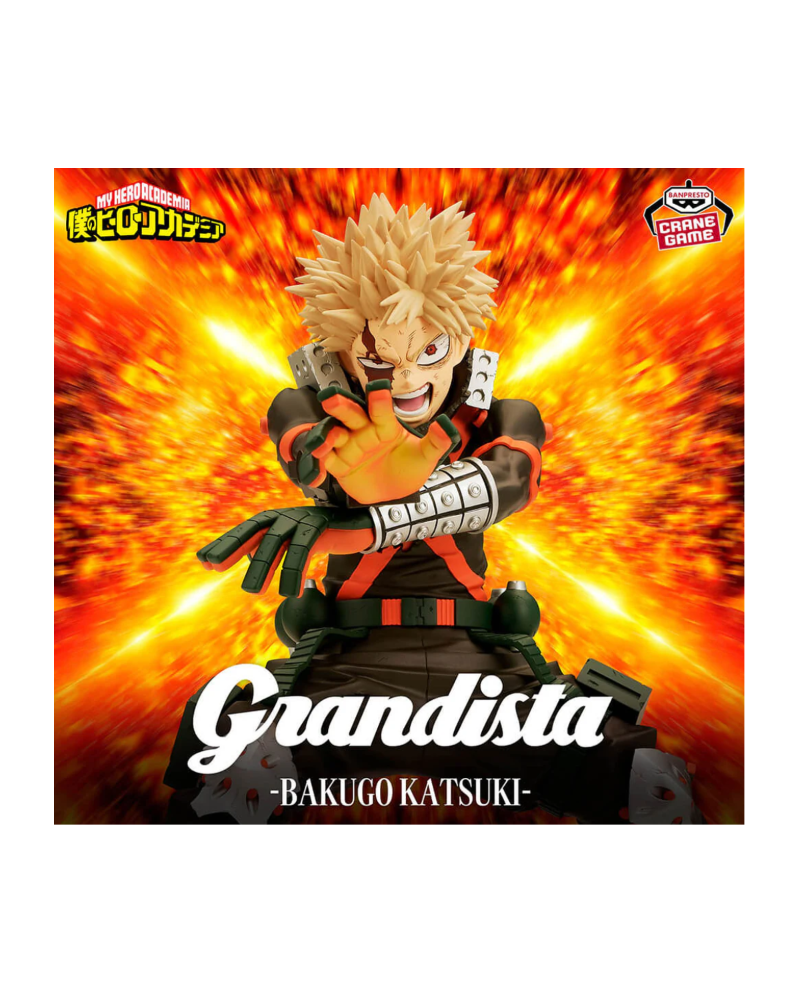 Figurine Katsuki Bakugo Grandista My Hero Academia Banpresto avec fond explosion