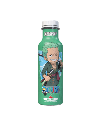 Boisson ULTRAPOP One Piece saveur cerise 33 cL avec Zoro Chibi.