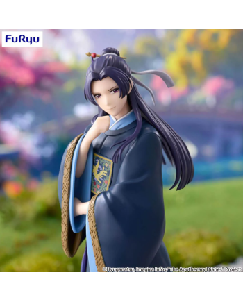 Détail de la figurine Jinshi avec longue chevelure et expression raffinée