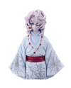 Portrait de la figurine Rui Demon Slayer avec kimono blanc et marques rouges