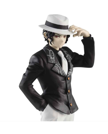 Portrait de la figurine Muzan Kibutsuji Demon Slayer avec chapeau blanc
