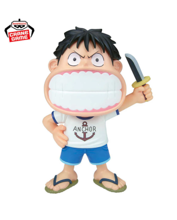 Figurine Luffy One Piece Banpresto vue de face grand sourire avec couteau