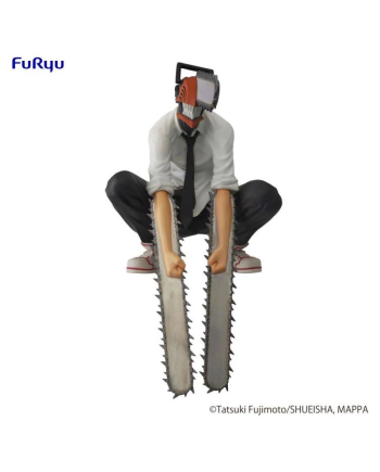 Denji Chainsaw Man figurine FuRyu en pose accroupie