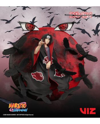 Statuette murale Itachi Uchiha Wall Art 25 cm avec lune rouge et corbeaux – Naruto Shippuden