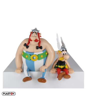 Figurine Astérix et Obélix assis Plastoy vue de face