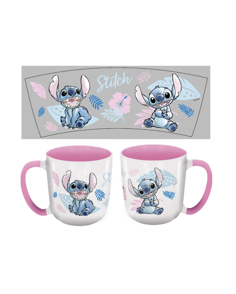 STITCH - Watercolor Pink - Mug Elite Colored Inner - 13Oz