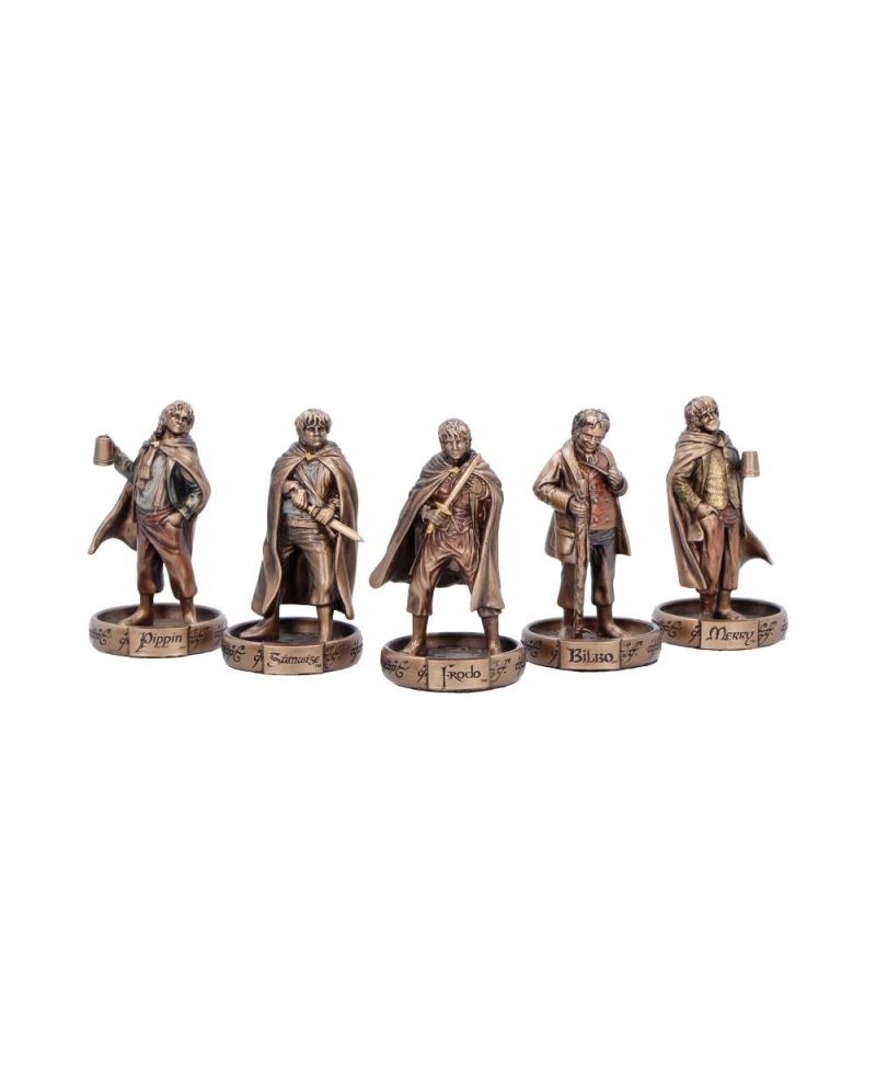 Set de 5 statuettes Hobbits de la Comté - Le Seigneur des Anneaux - vue d'ensemble