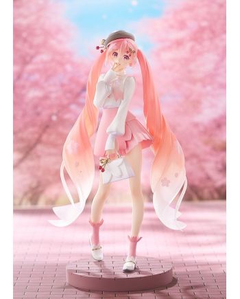 Figurine Hatsune Miku version Hanami, vue arrière avec couettes turquoise