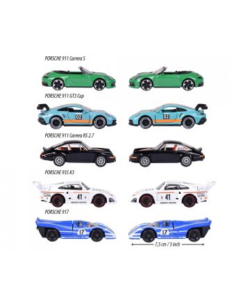 RIDE COOL - Porsche - Pack de 5 Voitures Miniature - 1:64 - vue de profil