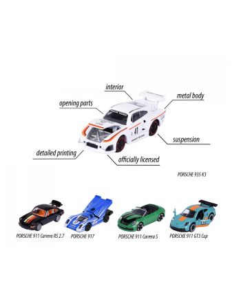 RIDE COOL - Porsche - Pack de 5 Voitures Miniature - 1:64 - vue de dos