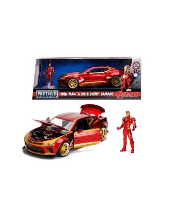 Figurine Iron Man Marvel sur 2016 Chevy Camaro SS échelle 1:24 par Jada Toys