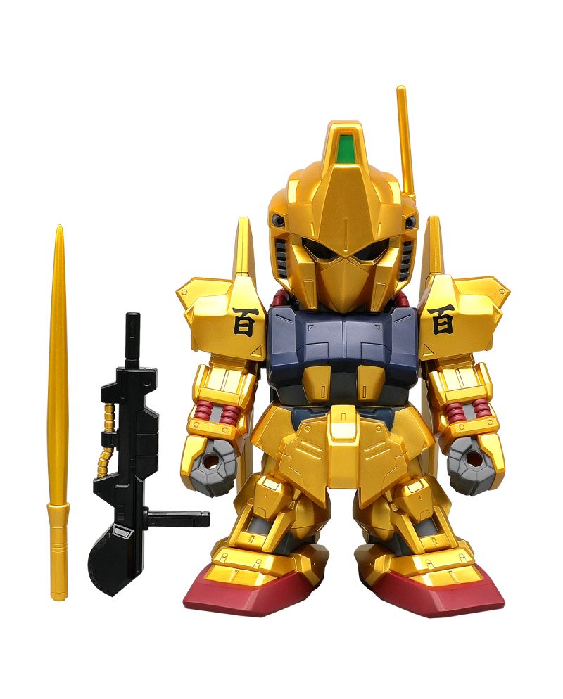 Figurine Gundam SD Hyakushiki Gold Ver. Jumbo Sofbi 24 cm vue de face