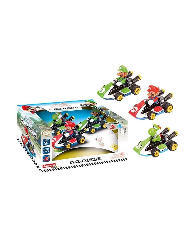 Multipack Mario Kart 3 voitures Pull Back Action Mario, Luigi, Yoshi - vue d'ensemble