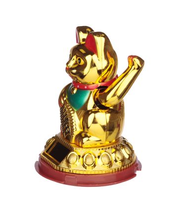 Maneki-Neko figurine solaire porte-bonheur 11cm détail du visage