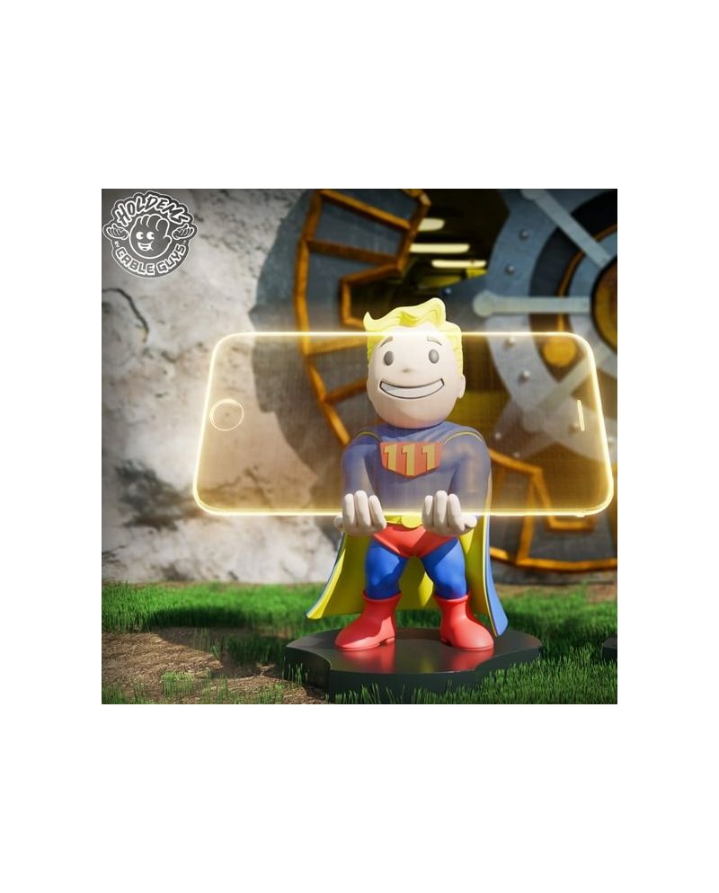 Figurine Vault Boy Fallout servant de support manette et console portable, vue de face