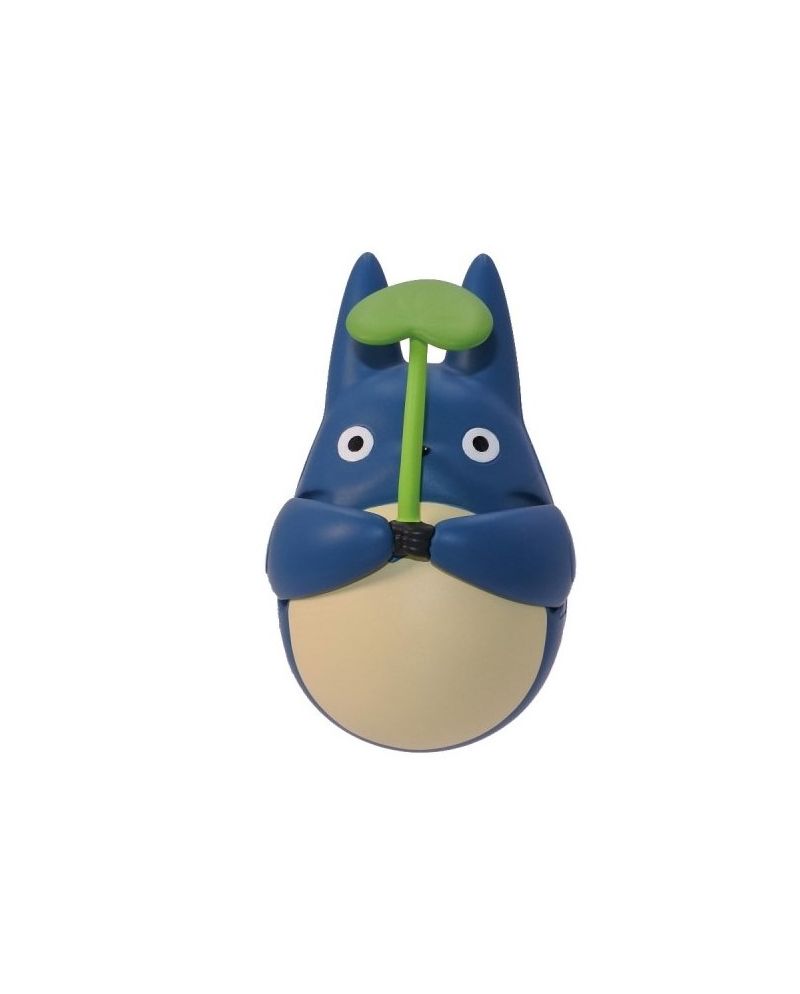 Figurine culbuto Totoro Bleu avec feuille - Mon Voisin Totoro - vue de face