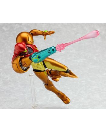Figurine Metroid Other M Samus Aran presentee sur socle