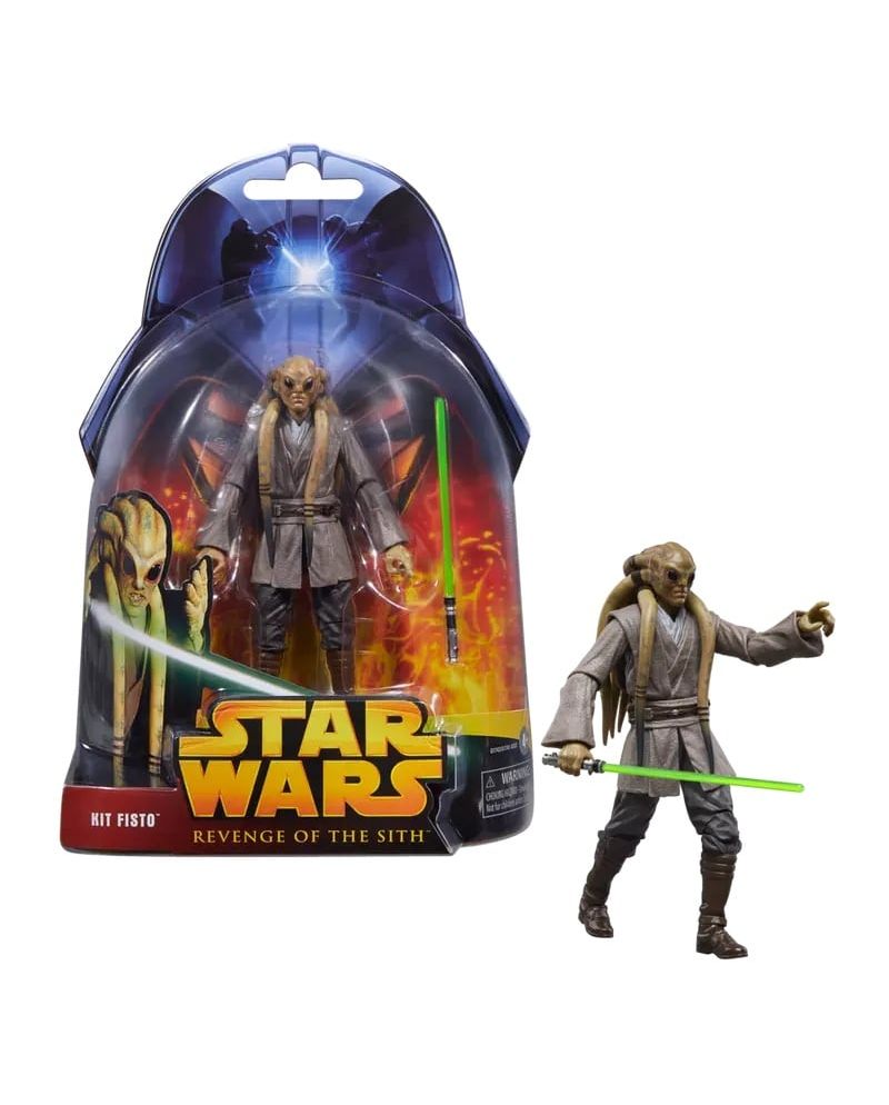 Figurine Kit Fisto Star Wars Black Series 15 cm face avant avec sabre laser vert