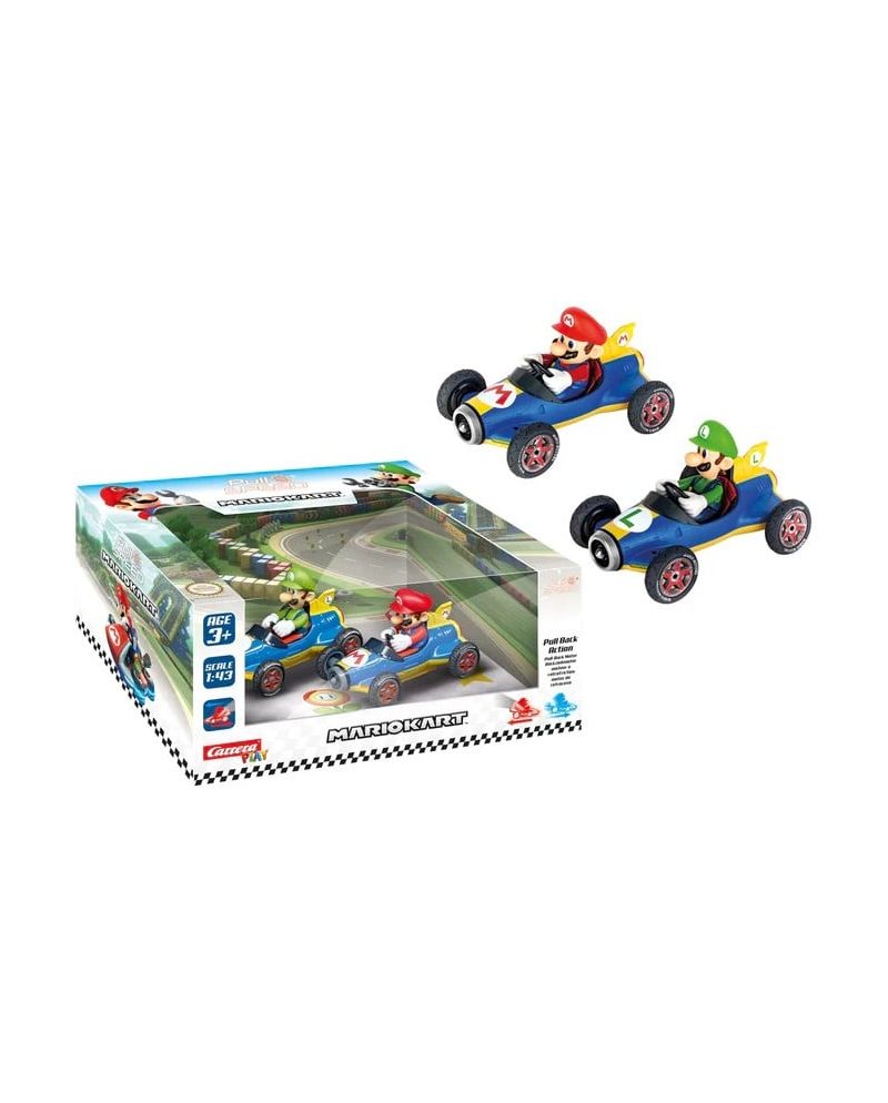 Figurine Mario Kart 8 Twinpack Mario et Luigi Pull Back Action Carrera