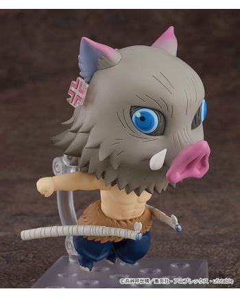 Figurine Nendoroid Inosuke Hashibira présentée avec ses accessoires