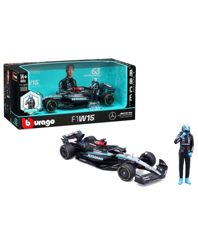 Miniature F1 Mercedes W15 E Performance 2023 Russell échelle 1/24 - vue face