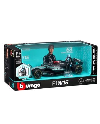 Model réduit Bburago Mercedes W15 Russell - vue de profil