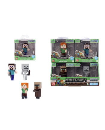 Display de figurines Minecraft 6cm Jada Toys, 4 modèles, Wave 4