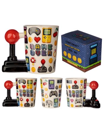 Mug GAME OVER Joystick & Pixels avec anse 3D 400ml - vue de face