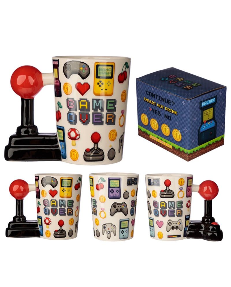 Mug GAME OVER Joystick & Pixels avec anse 3D 400ml - vue de face