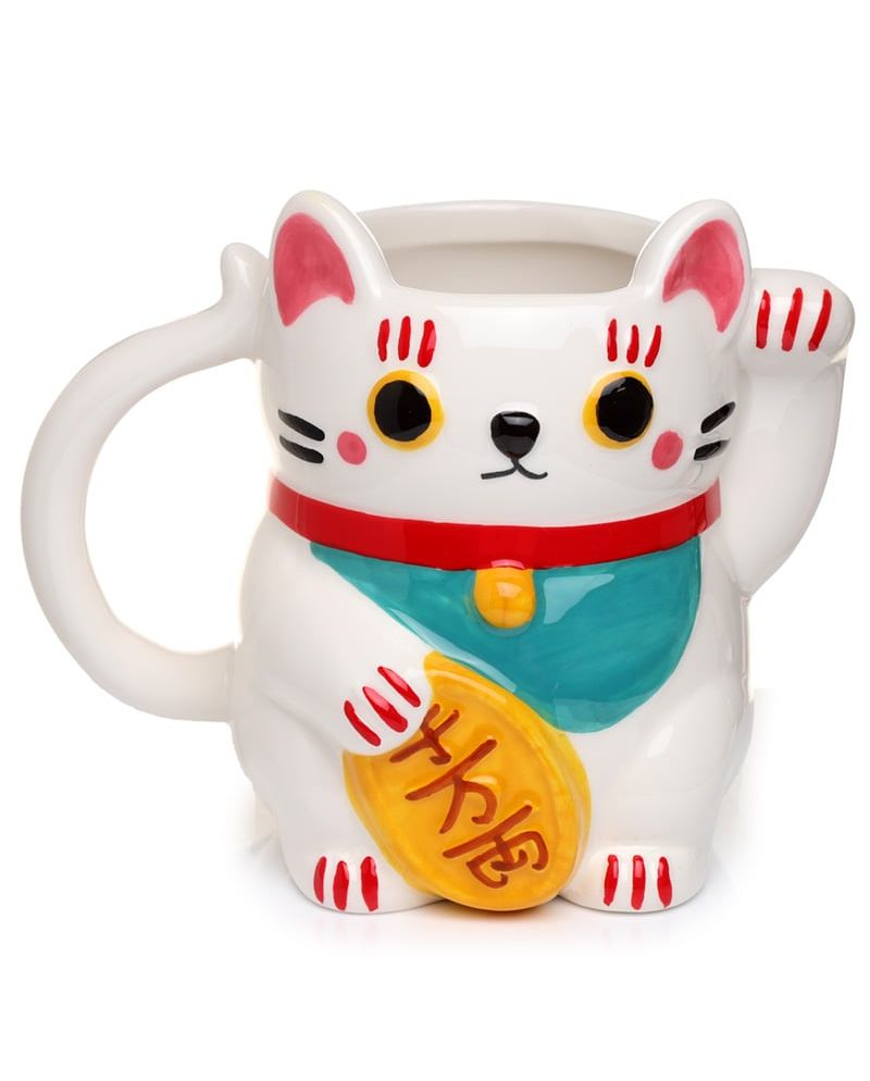 Mug 3D Maneki-Neko blanc 450ml vue de face - Puckator