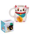 Mug 3D Maneki-Neko blanc 450ml vue de profil - Puckator
