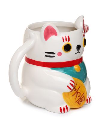 Mug 3D Maneki-Neko blanc 450ml vue du dessus