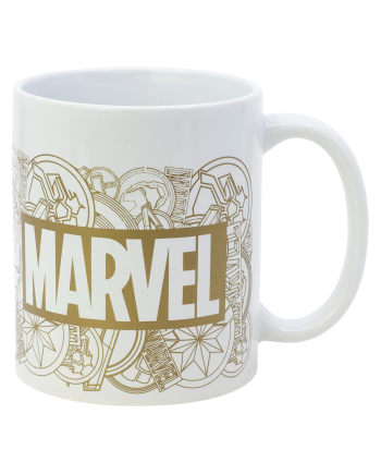 Détail du logo Marvel sur le mug céramique