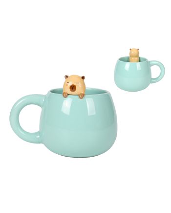 Mug céramique Capybara Kawaii 470ml avec charme décoratif