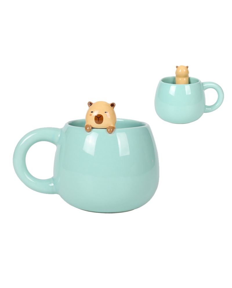 Mug céramique Capybara Kawaii 470ml avec charme décoratif