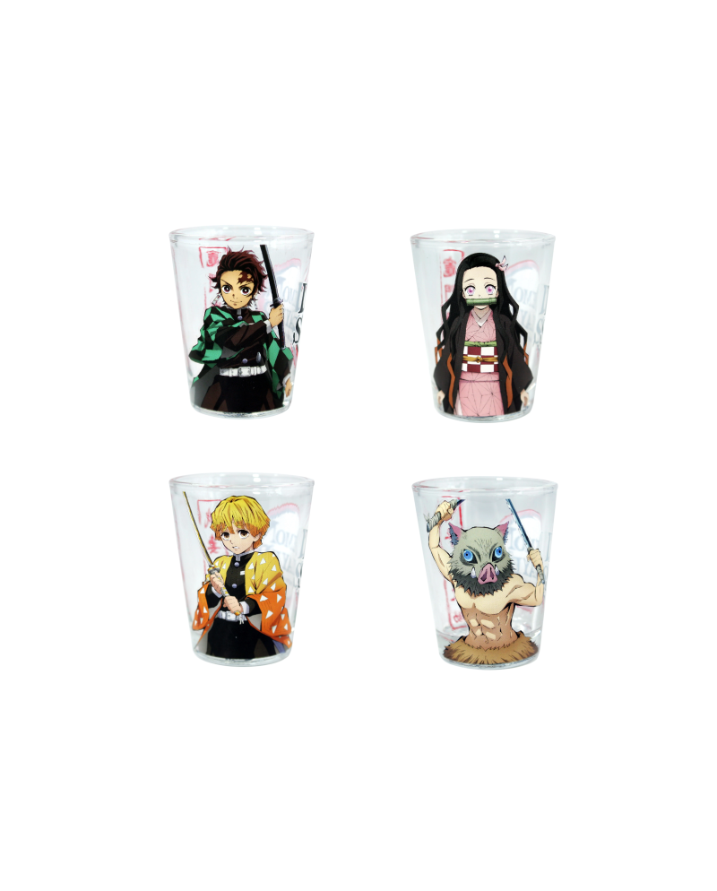Set de 4 verres à shot Demon Slayer avec les personnages du groupe