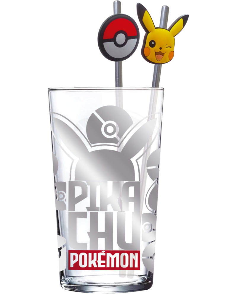 Verre Pikachu XXL Premium 480ml Pokémon avec pailles en métal